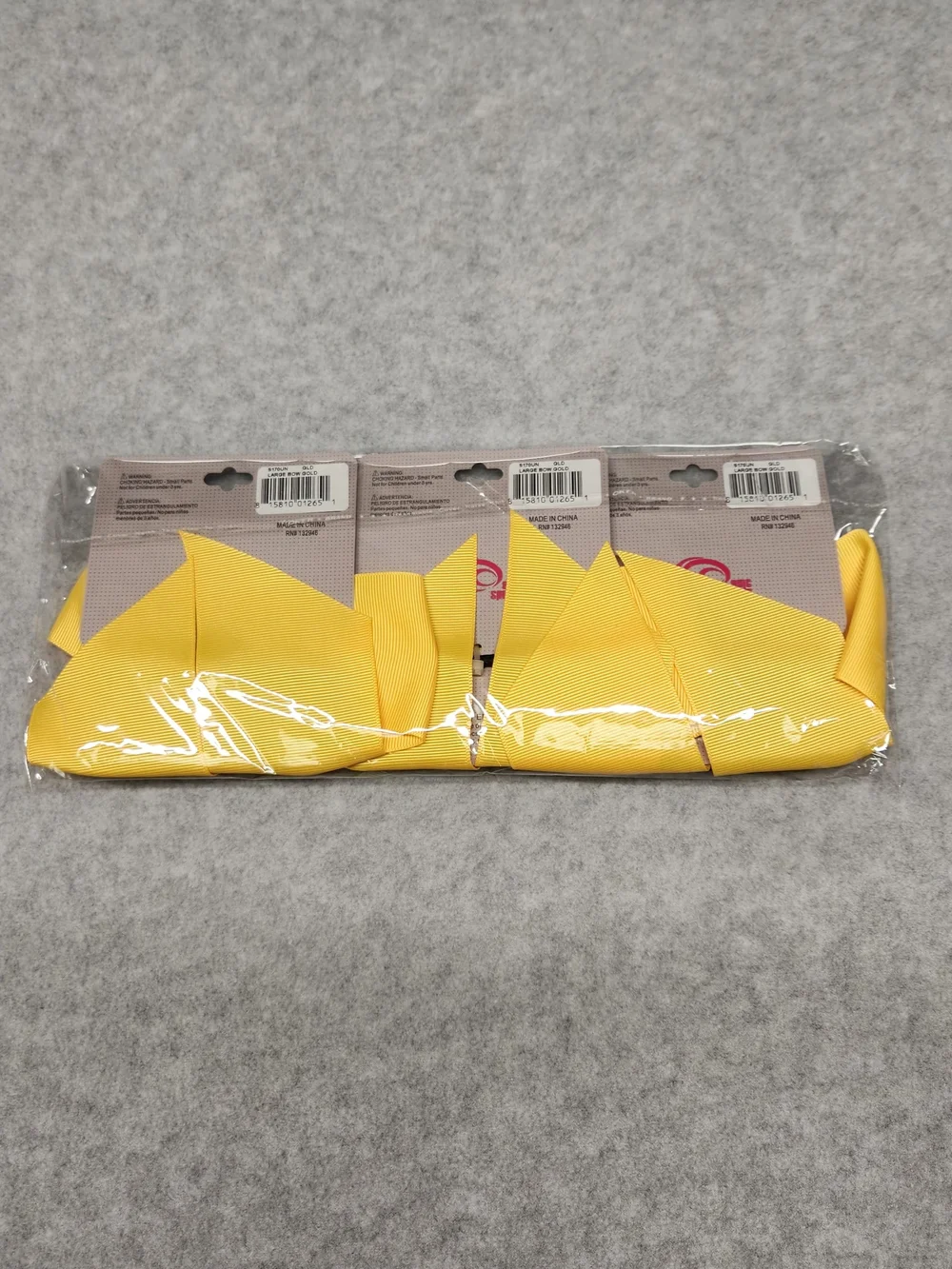3 Pack-Soffe Yellow Grosgrain Hair Bow